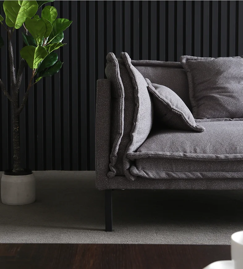 Italian Simple Design Home Living Room Furniture 3 4 Seater Gray Leather Fabric Sectional Sofa set