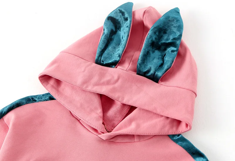 korean kids bunny dresses hoodie dress New arrival winter children frocks designs wholesale baby clothes