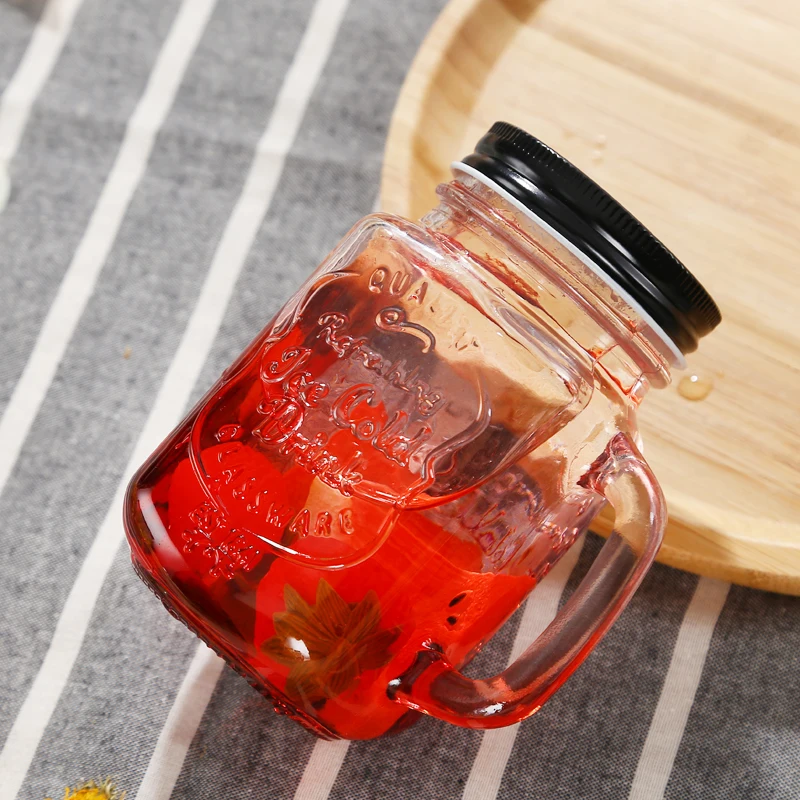 Factory Wholesale Beverage Creative Juice Drinking Glass Mason Jar Drinking Jar With Straw Lid