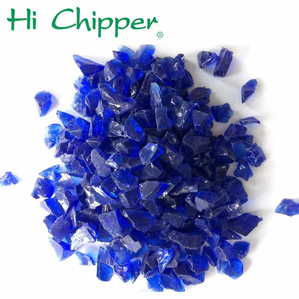 Crushed blue colored glass gravel for sale