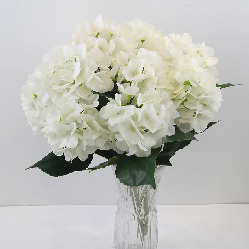 Artificial flower hydrangea 5 heads bunches  hydrangea wedding PU hydrangea bouquet