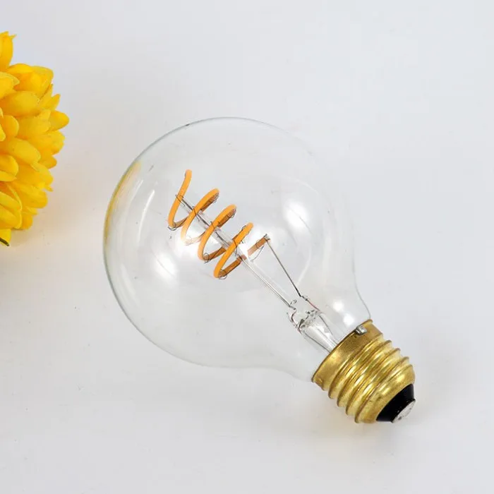 China Factory AC DC Clear Smoke Gun Gray 4W E26 E27 B22 Dimming Flexible Filament G125 Led Filament Bulb