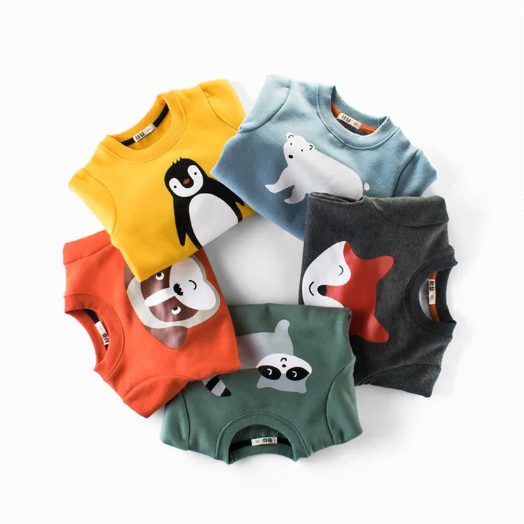 New Design Cotton Children Boys Sweatshirts Cute Cartoon Animal Kids Hoodies Sweater
