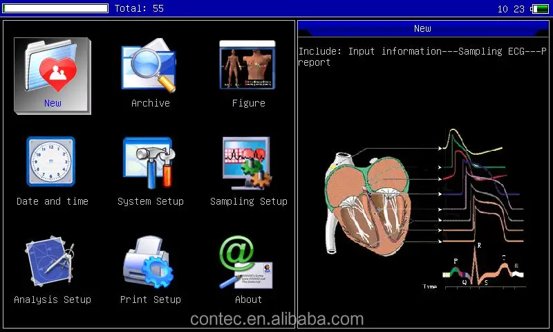 CONTEC ECG600G сенсорный экран 6-ти канальный электрокардиограф ЭКГ + программное обеспечения для подключения к компьютеру