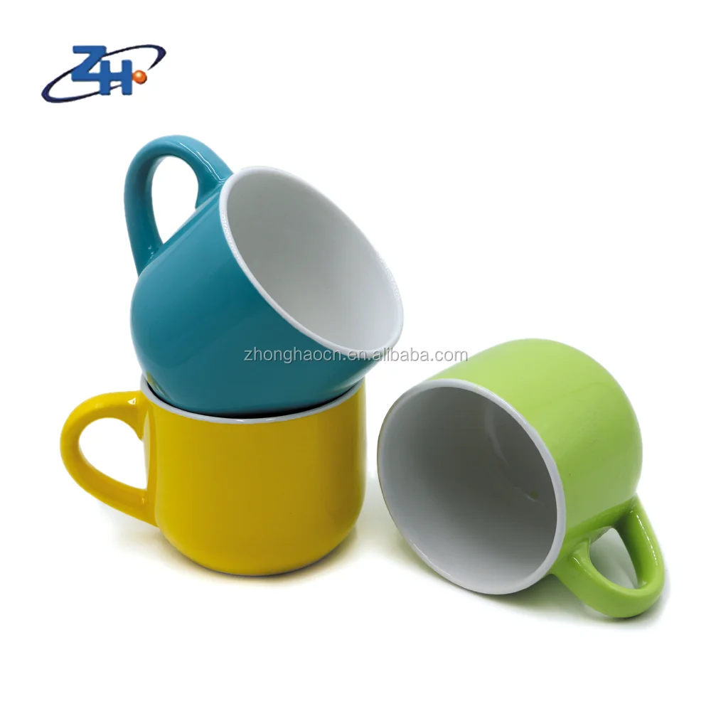 food grade glazed big round ceramic soup coffee mugs with outside color