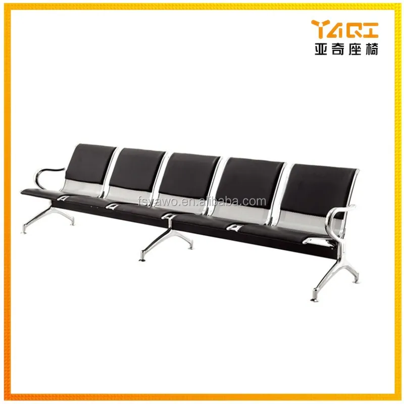 Yaqi Furniture public waiting bench hospital airport used black color no arm 5-seater metal gang chair YA-23