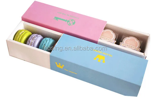 Синий выпечки Macarons упаковочной коробки