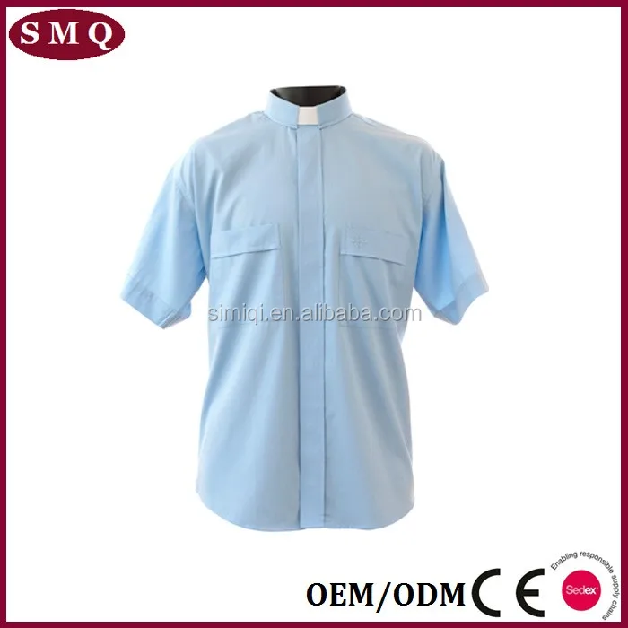 Wholesale custom clerical clothing suppliers short sleeve clergy shirt