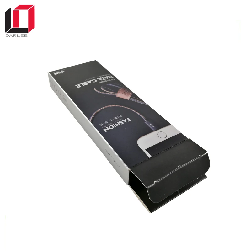 New design silver card paper hanging phone data usb cable packaging box with custom logo printing