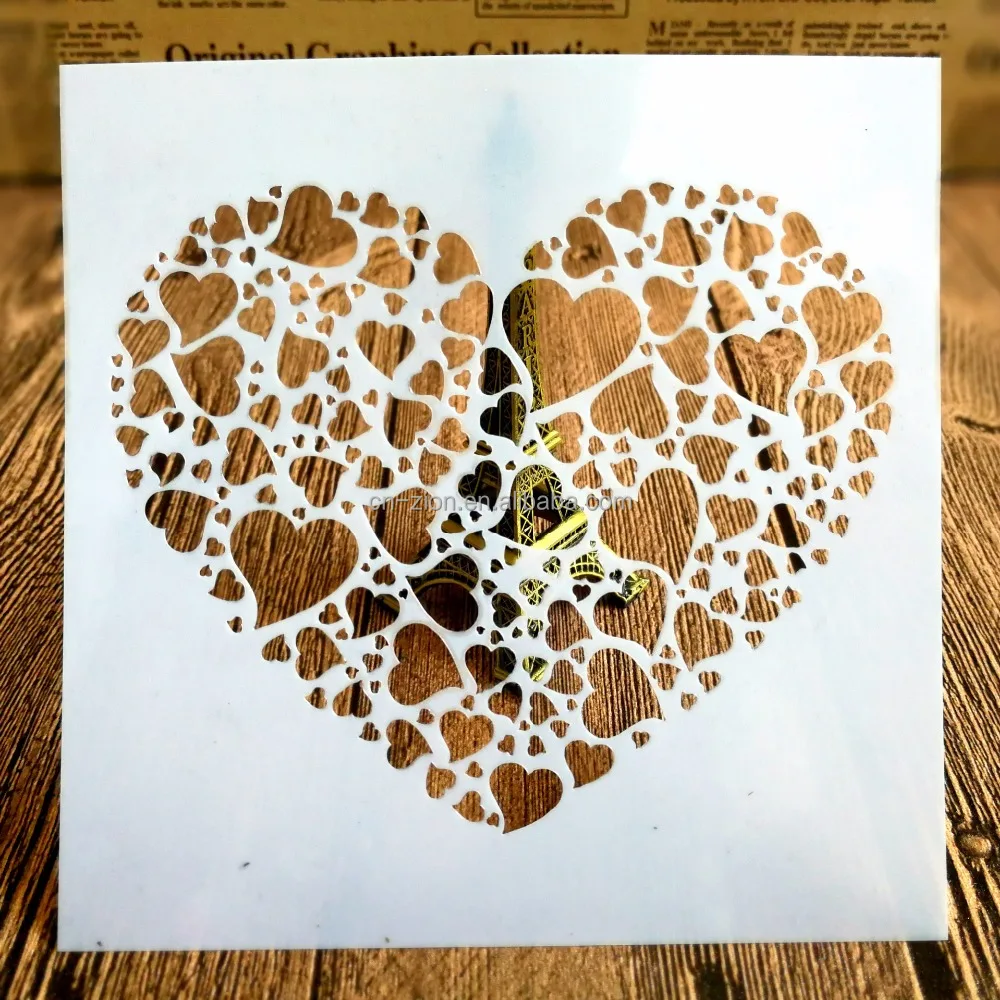 
New design Marry heart shape Stencil Set DIY Drawing Template for Diary Notebook Scrapbook Craft Projects 
