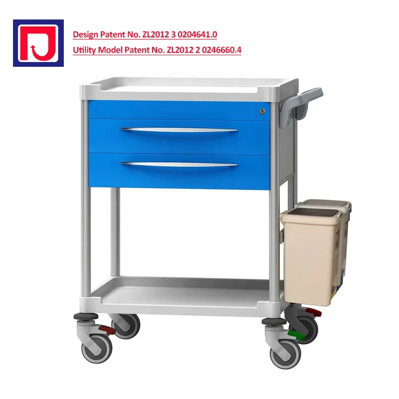Clinic abs medicine trolley medical hospital treatment cart with drawer
