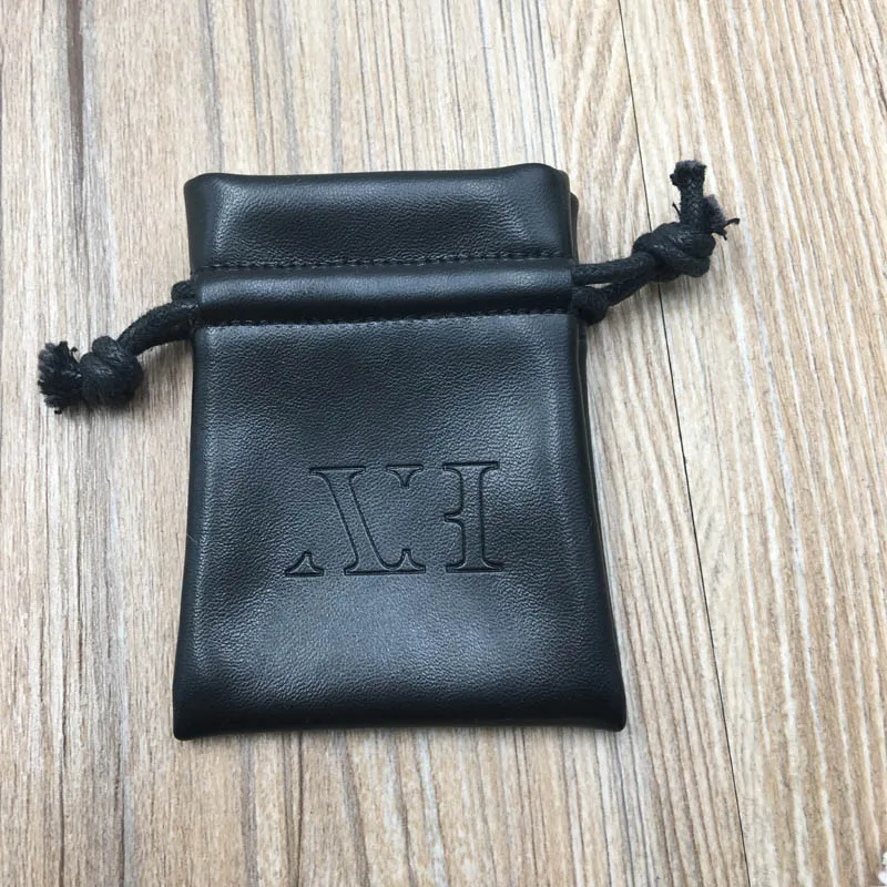 Custom Faux Black PU Leather Pouch , Leather Pouch Bag