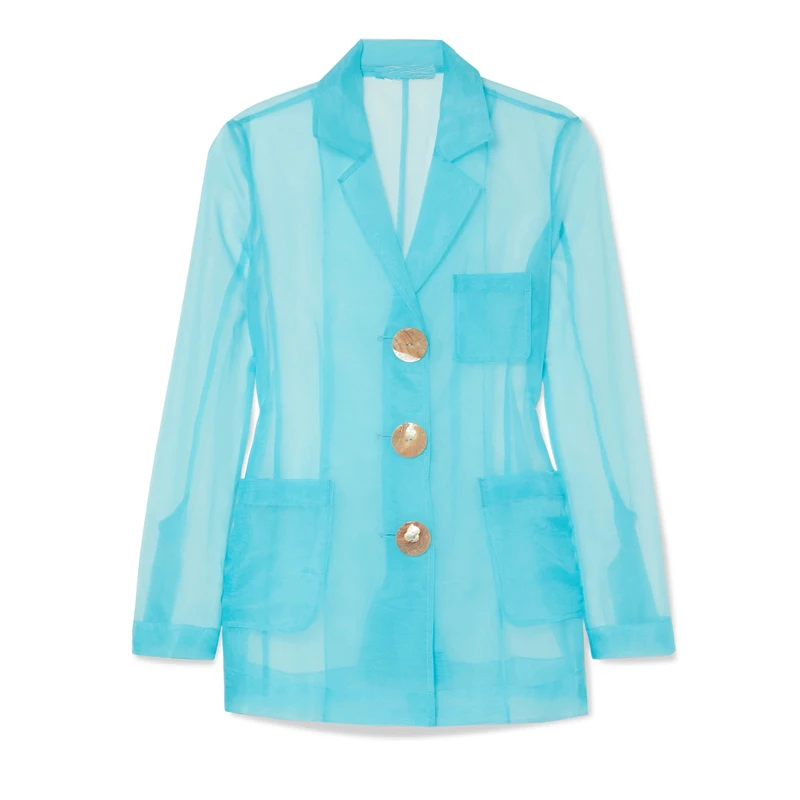 OEM Long Sleeve Transparent Jackets Sheer Organza Blazer Women