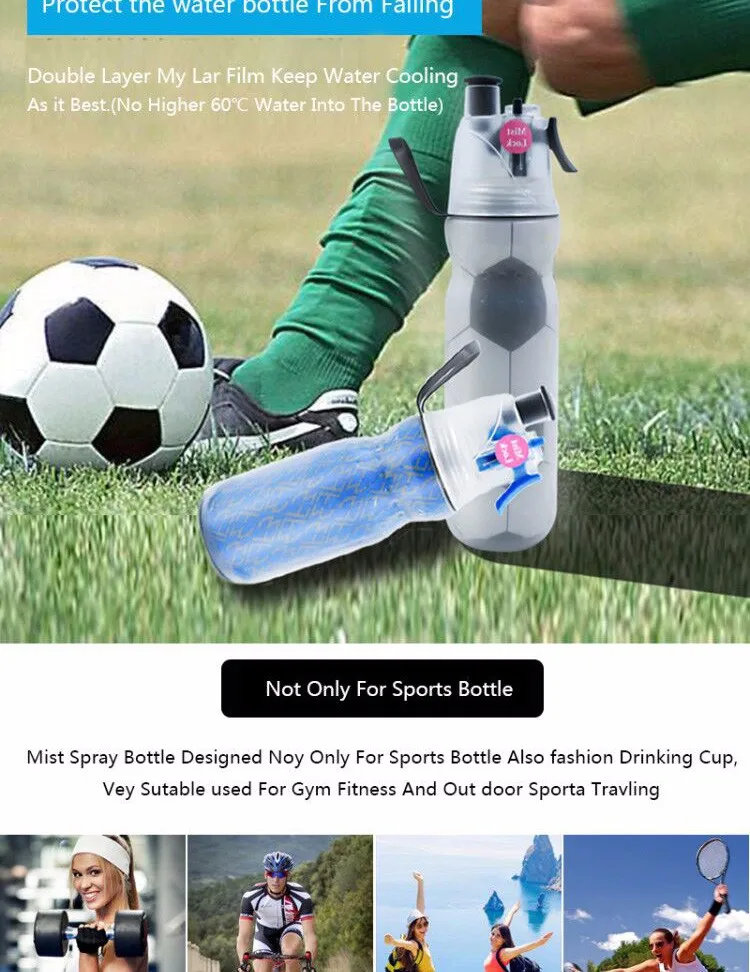 17 oz 500ml BPA Free Keep Cool Insulated Bike Water Bottle sport Spray Mist Squeeze Bottle