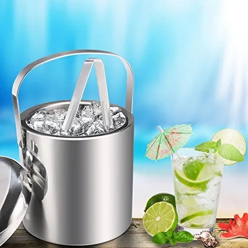 Wholesale Custom Printed Stainless Steel Insulated Double Wall Wine Ice Bucket With Lid