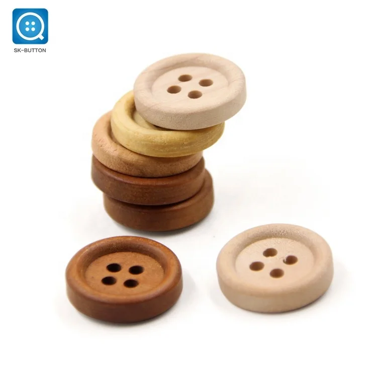 Soukou Hand Made 4 Holes Wood Buttons Fashion Natural Round Button For Shirt