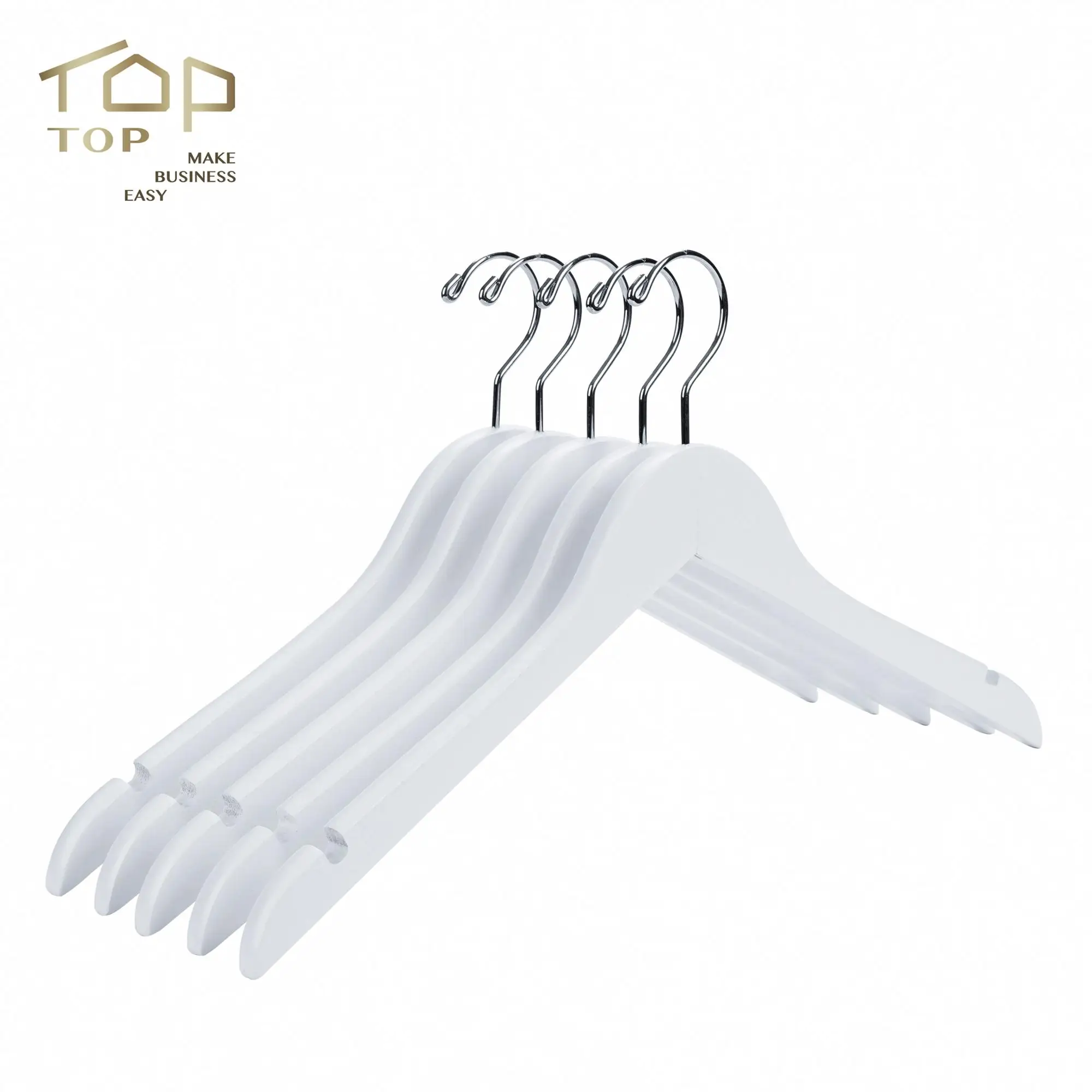 Custom low price wooden coat hanger white simple non-slip coat hanger for coat
