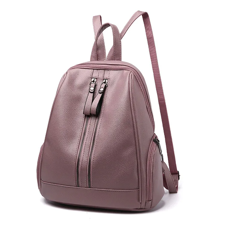New Model Leisure Bag Stylish Women Faux Ashy Custom Leather Backpack For Girls