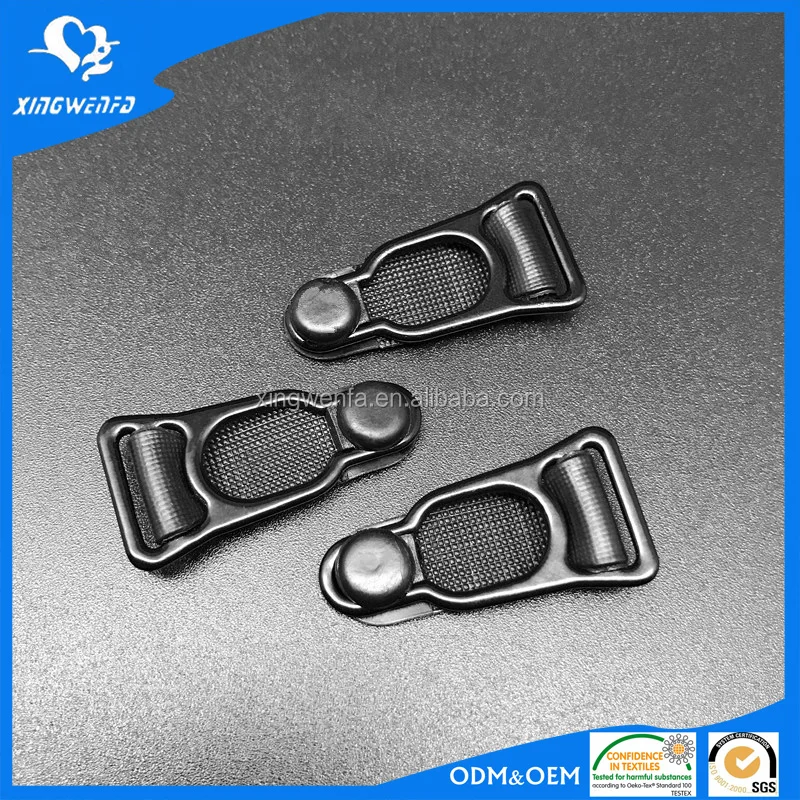 Garment accessories 12mm metal garter Black nylon coated metal suspender garter hook clip