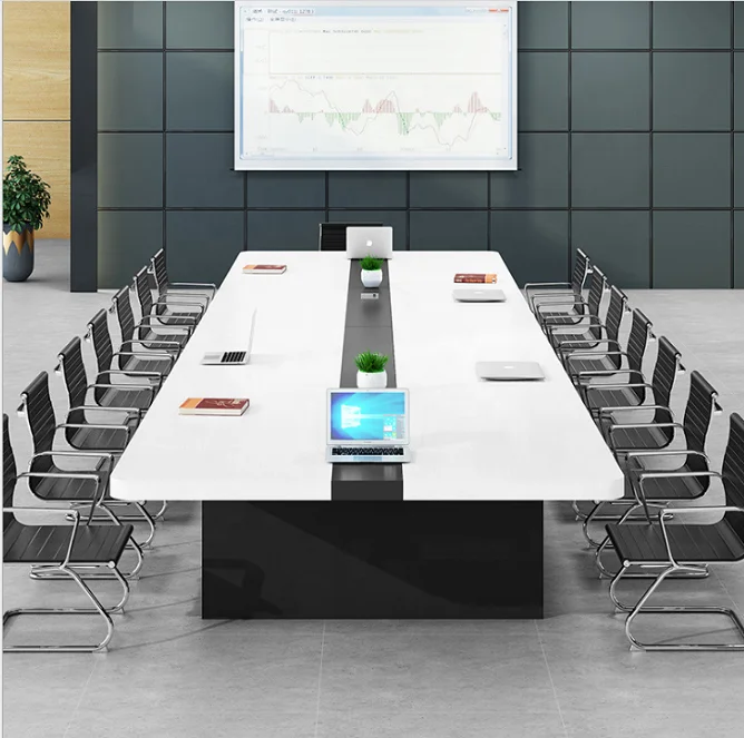 Customization modern rectangular lacquer wood White conference table