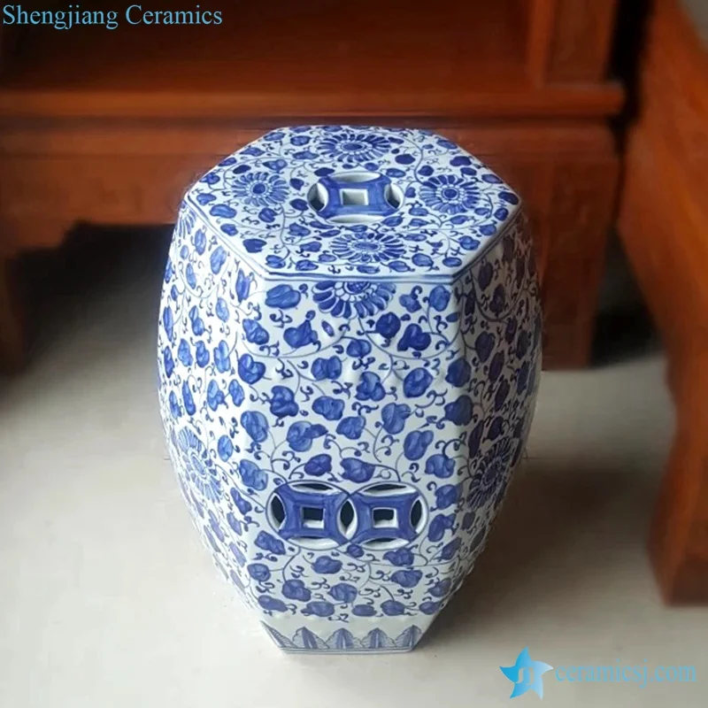 Садовый керамический стул и сиденья ручной росписи на 6 сторон