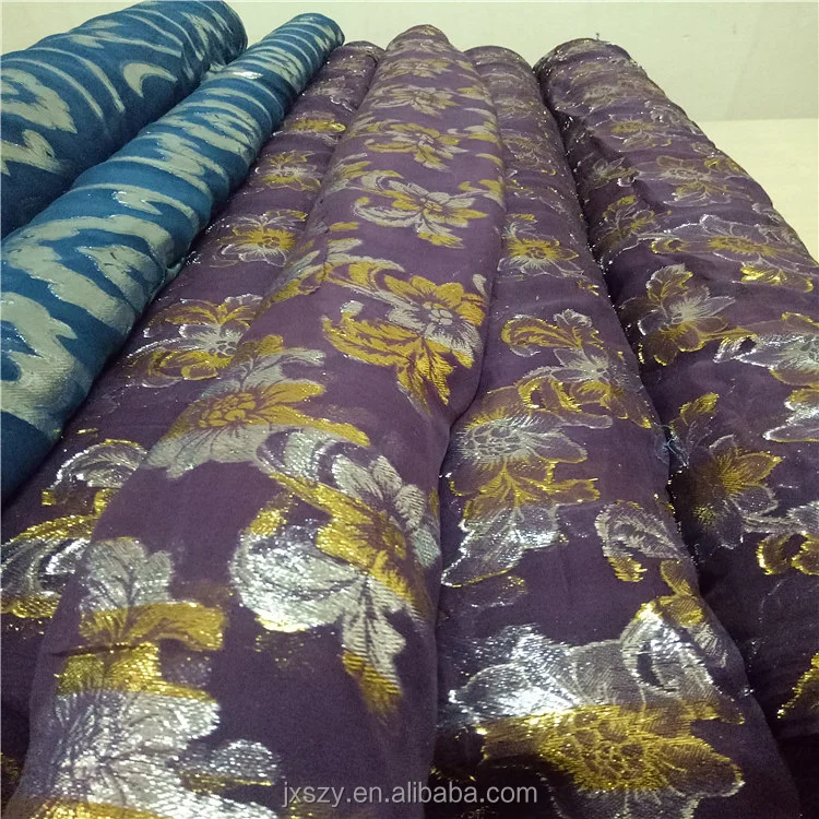 Шелковая шифоновая ткань металлик жаккард шелковая ткань