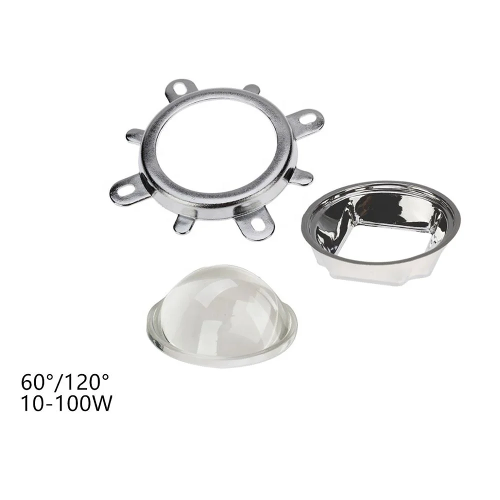 
60 degree / 90 / 120 degree 44mm 57mm 77mm cob lens with reflector for 5W 10W 30W 50W 100W LED 