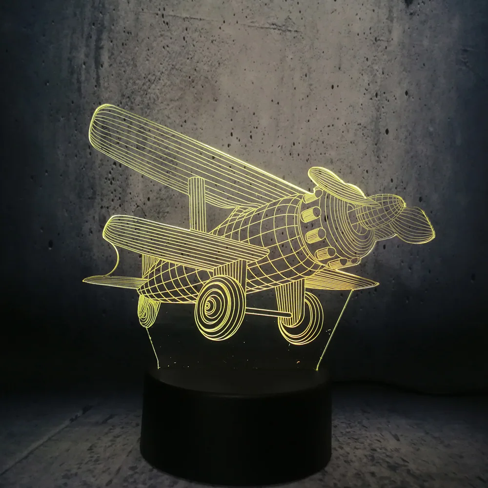3D propeller air plan Aircraft Model Cool RC Toy Creative Night Light Touch LED Illusion Table desk bedside lamp Decor kids Toy