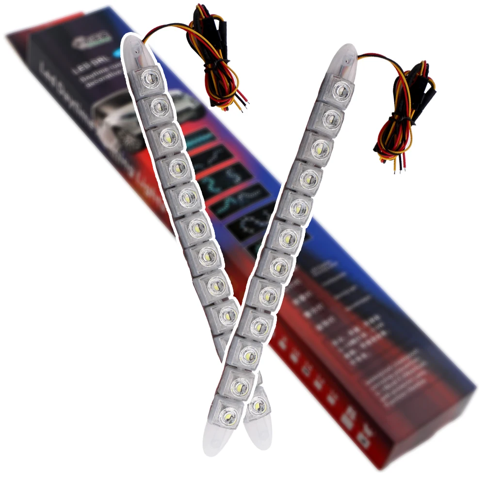 2pcs/set Daytiem Running Light Switchback LED Strip Light tube Kit DRL Turn signal White/Amber White Base