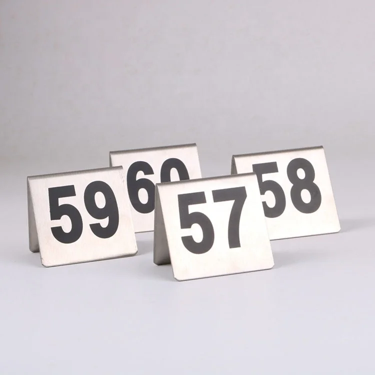 Hotel restaurant menu card table and desk rectangle Metal number card