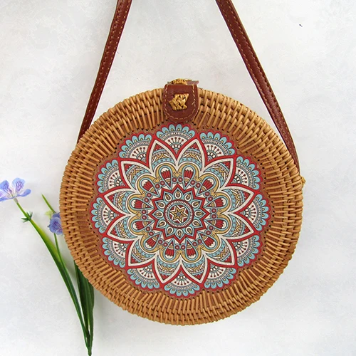 Embroidery Pattern Rattan Bag Rattan Straw Beach bag