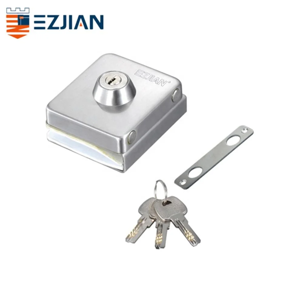Square Frameless Glass Door Lock Single Door Single Lock