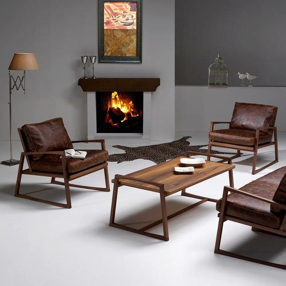 York 1 seater armchair in vintage brown leather / Classical leather chair