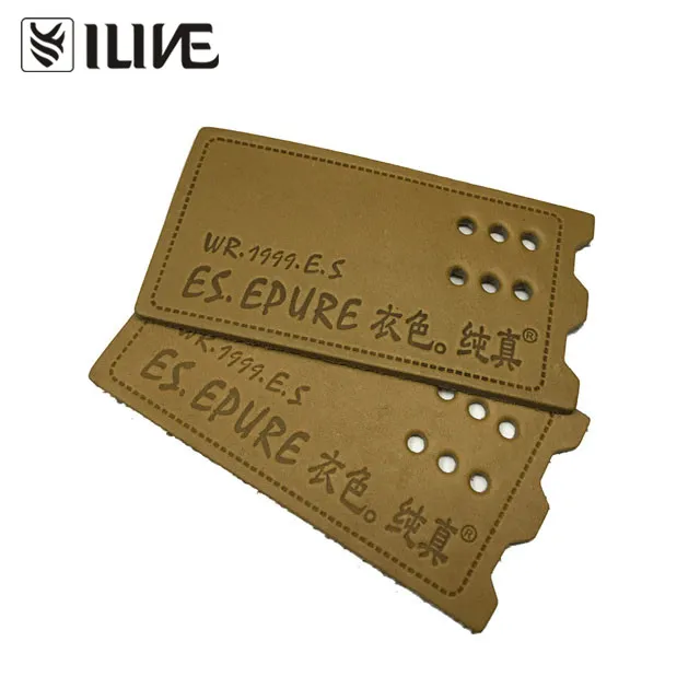 Custom hot stamping brand logo decorate original leather patch for garment
