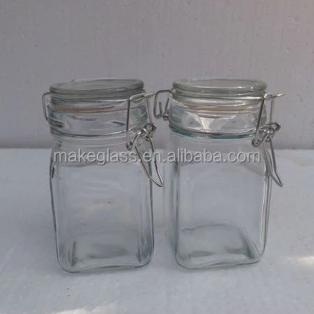 clear quare set glass jam or sauerkraut or wine jar with glass lid /food storage a littles quare glass jar