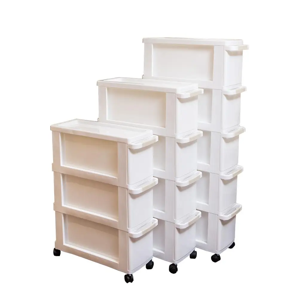New design High Quality Living Room Plastic Drawer Cabinet Storage Box With Wheel