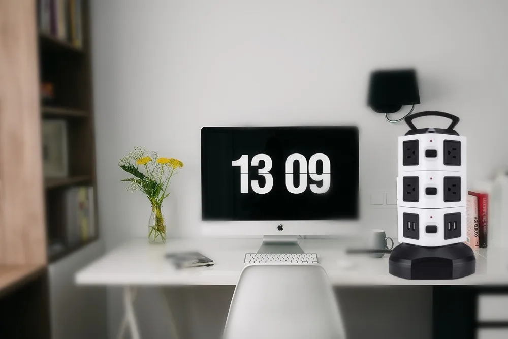 Dongguan Supplier 10 US Outlets 4 USB Ports Vertical Power Strip Surge Protector US Standard Socket