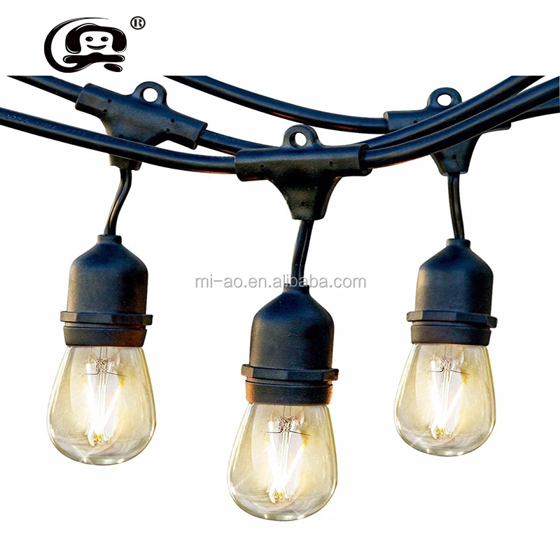 US market holiday lighting 48ft waterproof outdoor string lights with 15 e26 hanged socket for wedding