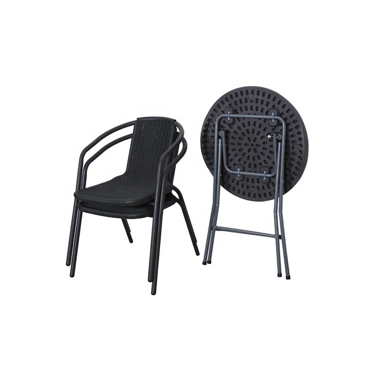 
High quality fast delivery black folding plastic outdoor rattan folding chair 