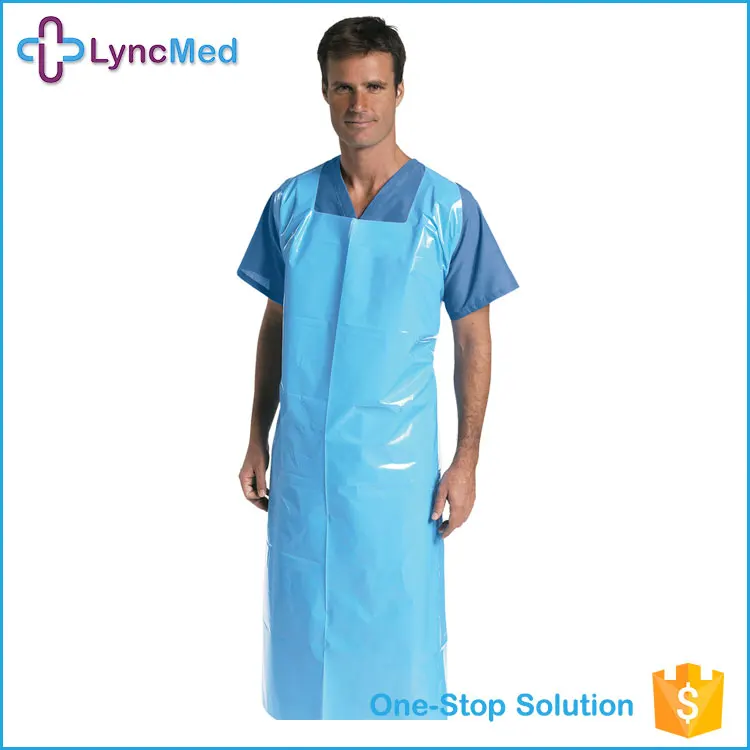 
Disposable Hospital Apron Medical LDPE Material PE Blue/white Shanghai Free OEM ISO 13485 and CE Certificate 50 Ctns Lyncmed 