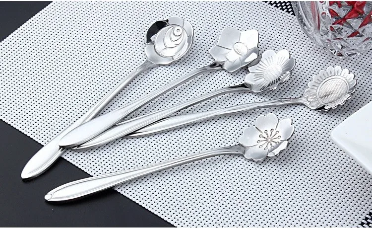 New Design Flower Shape Stainless Steel Small Tea Spoon for Wedding Favors