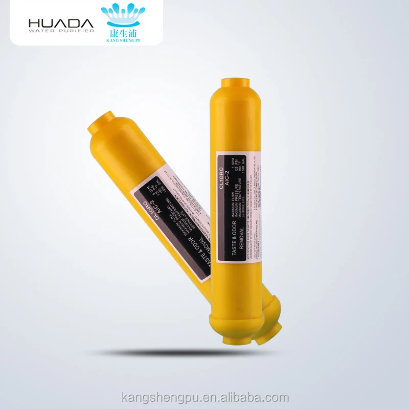 T33 Activated Carbon Inline Water Filter Cartridge 100 GPD Manual Plastic Filter for Household and Hotel Use