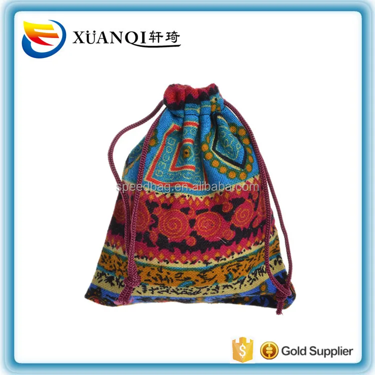 Stock small color cotton Indian ethnic  jewelry pouch bag vintage cotton gift bags