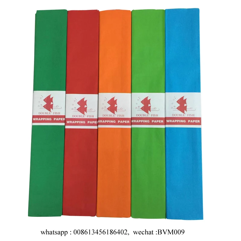 COLORFUL CREPE PAPER DOUBLE FISH 17GSM WRAPPING PAPER 20% STRETCH