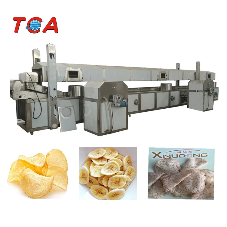 Continuous industrial banana and plantain frying machine