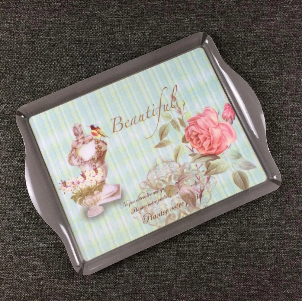 Custom printed food grade plastic serving tray melamine lunch tray