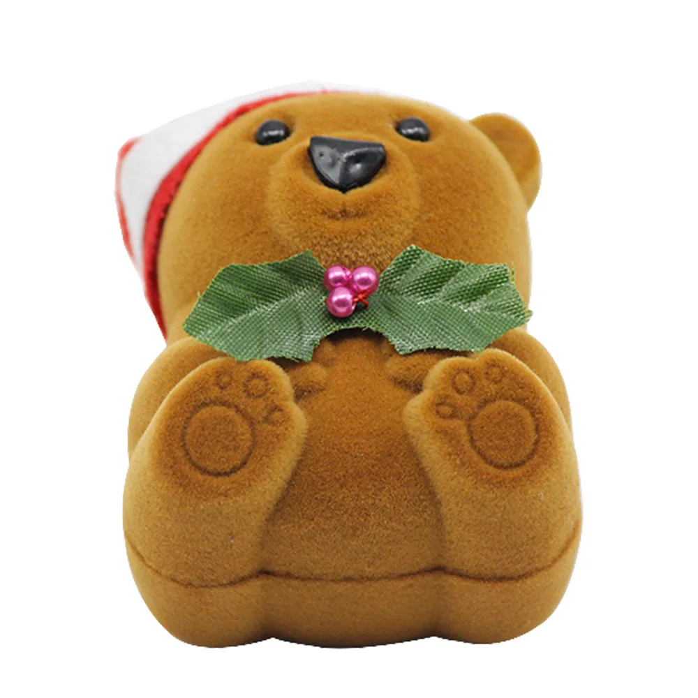 Animal shape bear flocked carton ring earring packing box