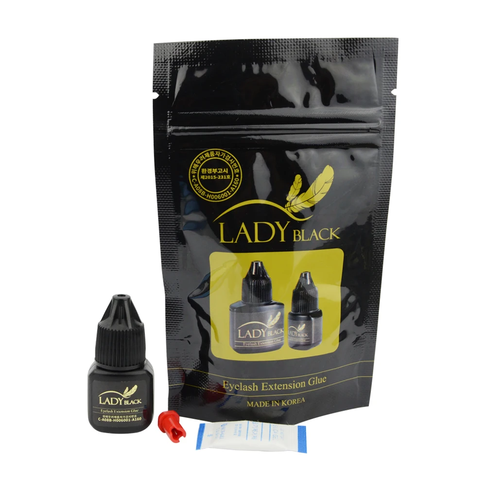 Lady Black Sensitive Glue for Eyelash Extension Adhesive Glue Last Over 6 Weeks Low Fume Professional Eyelash Glue from Korea
