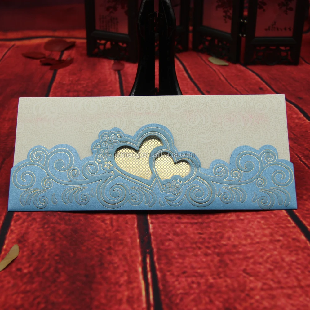 
2016 new arrival hot stamping wedding invitation card wholesale/Romantic muslin wedding cards 