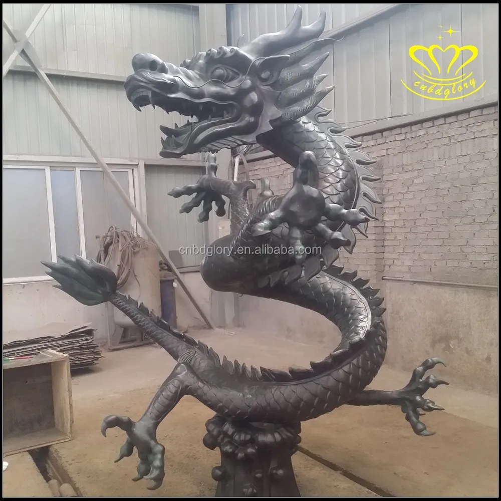 Chinese Style Metal Material Sculpture Bronze Dragon Statues